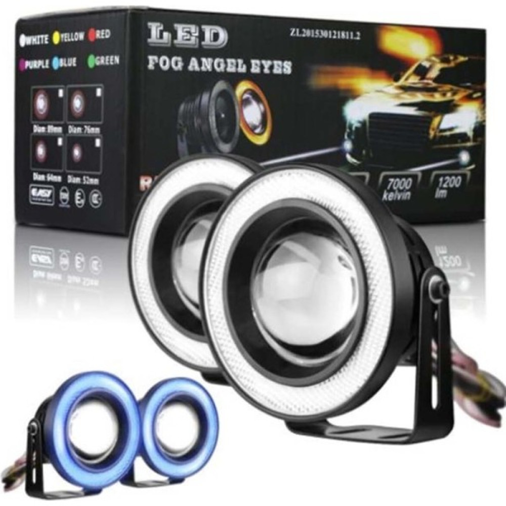 ŞAHLAN Sahlan 89 mm Buz Mavi Mercekli Angel LED Halkalı Sis Far Metal Gövde Oto Aydınlatma Fiyatı