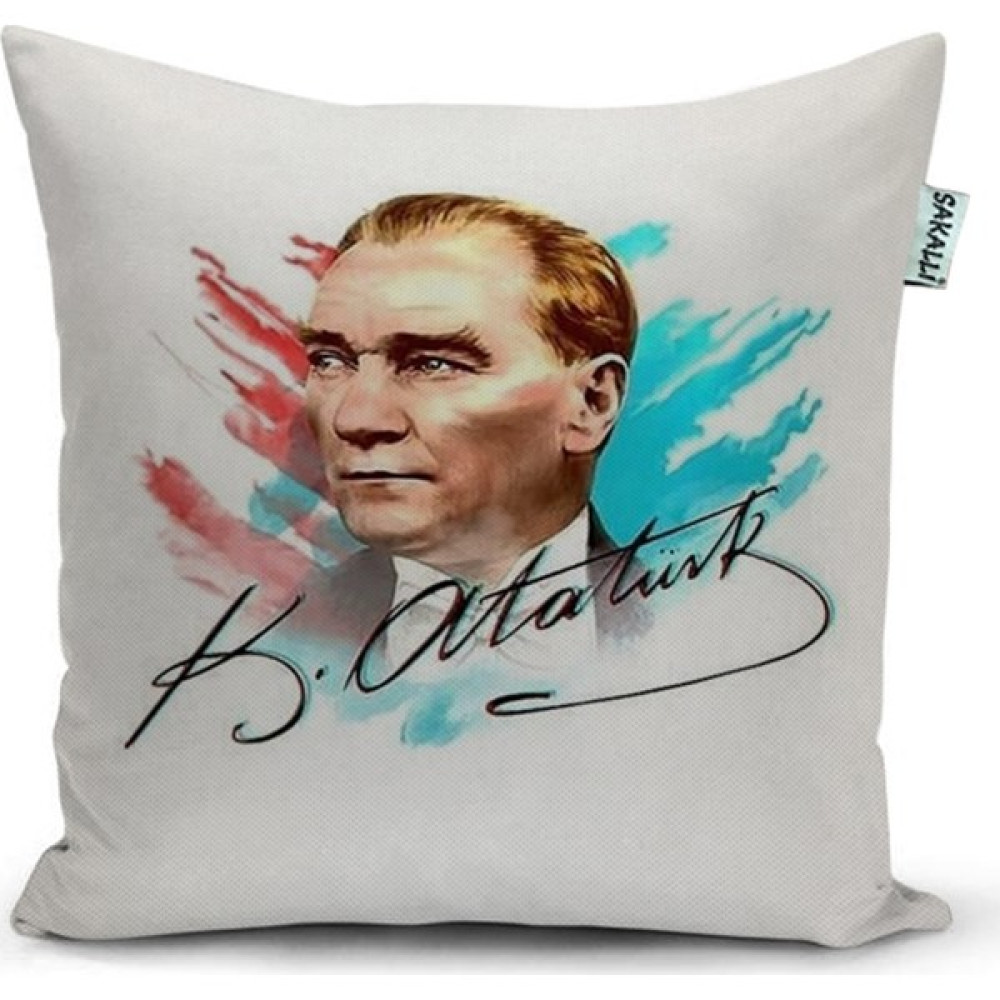 Sakallı Home Atatürk Baskı 3D Dekoratif Kırlent Kılıfı Kırlent / Mobilya Yastığı Fiyatı