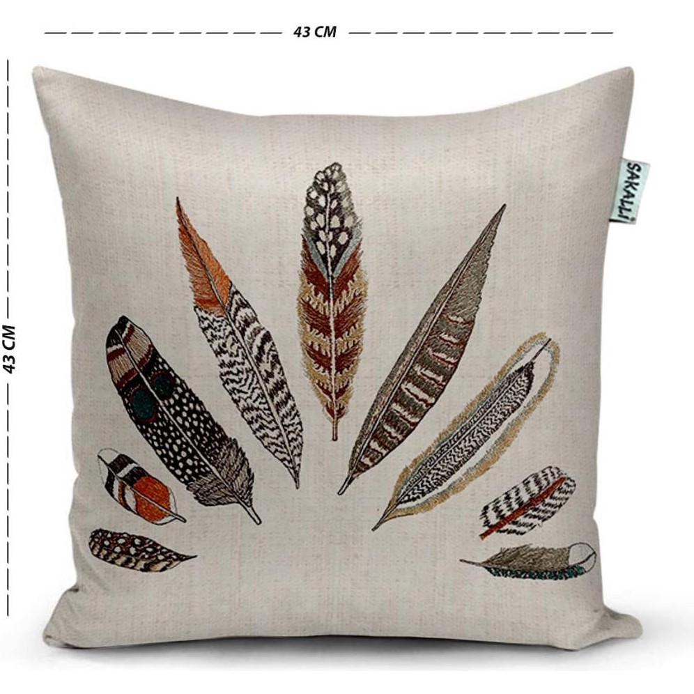 Sakallı Home Sakallı Kırlent Şans Tüyü Dekoratif Kırlent Kılıfı - 43 x 43 cm - Renkli Kırlent / Mobilya Yastığı Fiyatı
