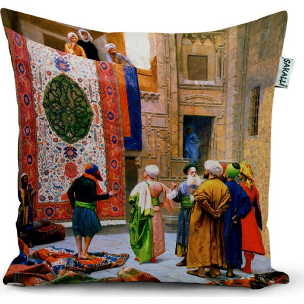 Sakallı Osmanlı Motif Desenli 3D Baskılı Dekoratif Kırlent Kılıfı Kırlent / Mobilya Yastığı Fiyatı
