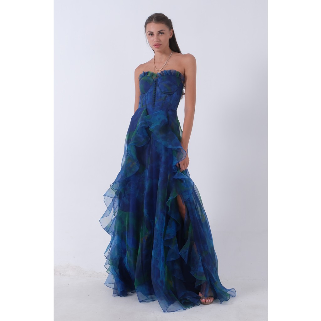 Saks Straplez Yaka Yırtmaçlı Eteği Fırfırlı Abiye 9705163.26 Giyim & İç Giyim Fiyatı