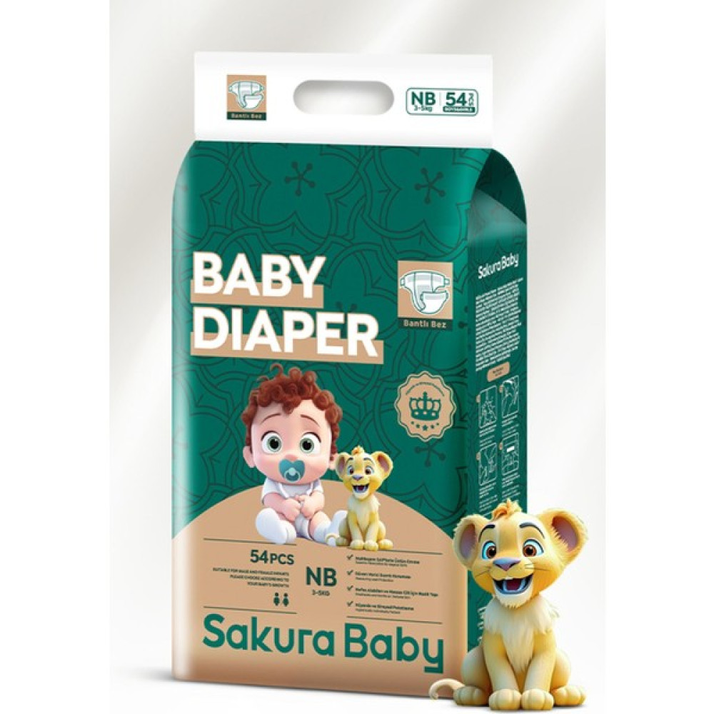 Sakura Baby Tekli Paketli Bantlı Hijyenik Bebek Bezi Nb Beden 3-5 kg 54 Adet 1 Numara Bebek Bezi Fiyatı