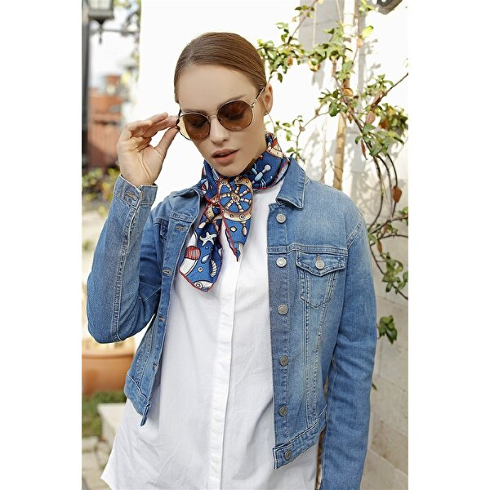 Şal Evi Kadın Fular Bandana lik Renkli Twill Eşarp Şal Mavi Dümen Şal / Fular & Eşarp Fiyatı