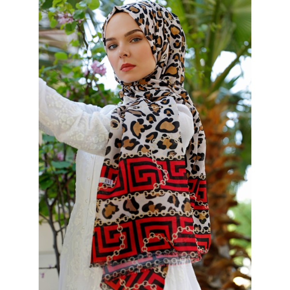 Şal Evi Kadın Tesettür Şal Eşarp Pamuklu Mevsimlik Zincirli Leopar Şal / Fular & Eşarp Fiyatı