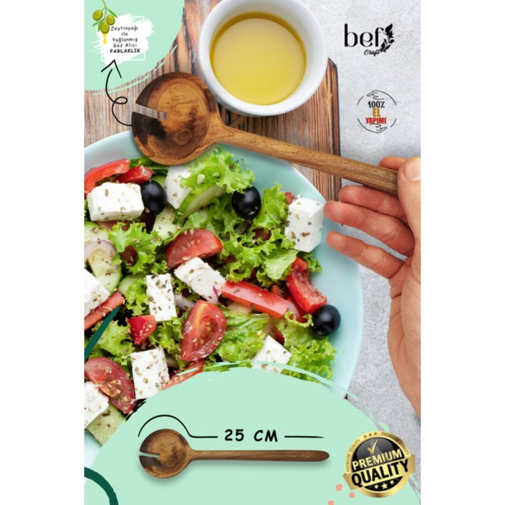 Salata Servis Kaşığı Tahta Kaşık El Yapımı Ceviz Ağacı Kaşık Sunum Kaşığı Salata Karıştırma Kaşığı - Ahşap Çatal / Kaşık / Bıçak Takımları Fiyatı