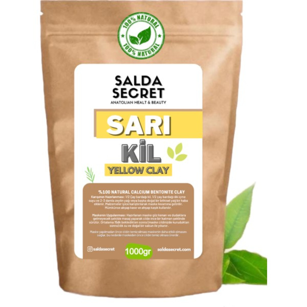 Salda Secret Sarı Kil Doğal Yüz Maskesi 1000 gr Toz - Kil Maskesi - Indian Healing Clay Maskeler Fiyatı