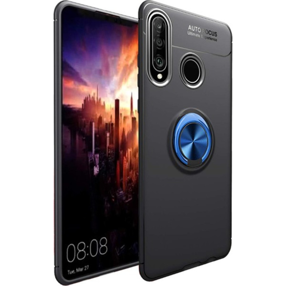 SaleShop Huawei P30 Lite Kılıf Selfie Yüzüklü Tutuculu Esnek Silikon Rvl Siyah - Mavi Cep Telefonu Kılıfı Fiyatı