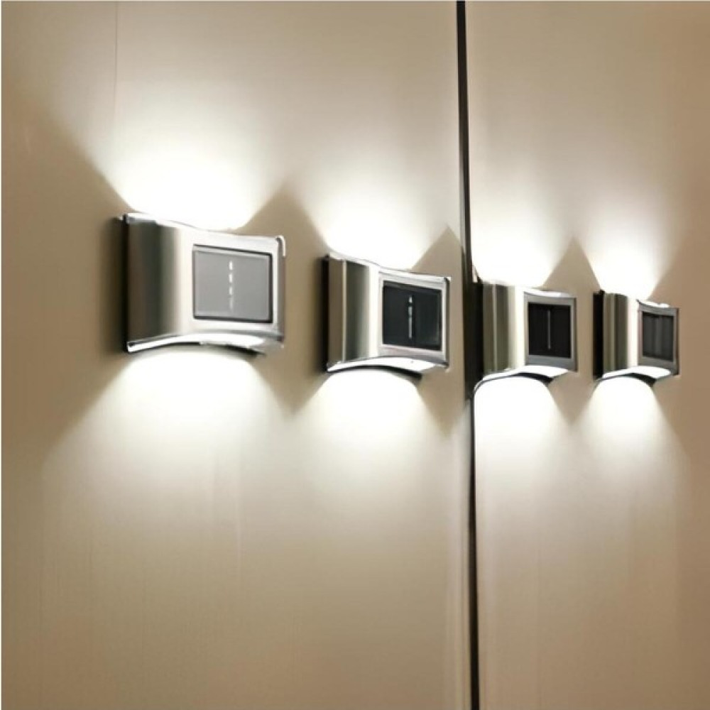 Salezza Metal 4 Adet 6 Ledli Güneş Enerjili Modern Solar Duvar Aplik Dekorasyon Bahçe Aydınlatması Dış Mekan Aydınlatma Fiyatı