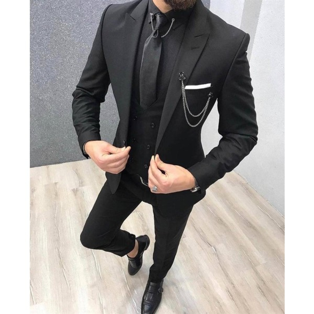 Salih Tarz Yeni Sezon Italyan Kesim Slimfit Siyah Takım Elbise SD4825 Erkek Takım Elbise Fiyatı