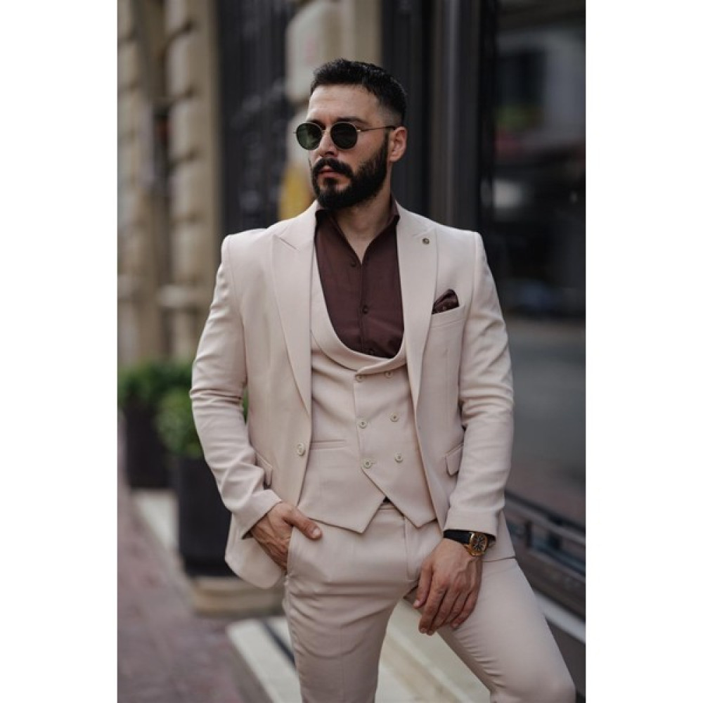 Salihtarzz YENİ SEZON İTALYAN KESİM SLİMFİT BEJ TAKIM ELBİSE SD4804 Erkek Takım Elbise Fiyatı