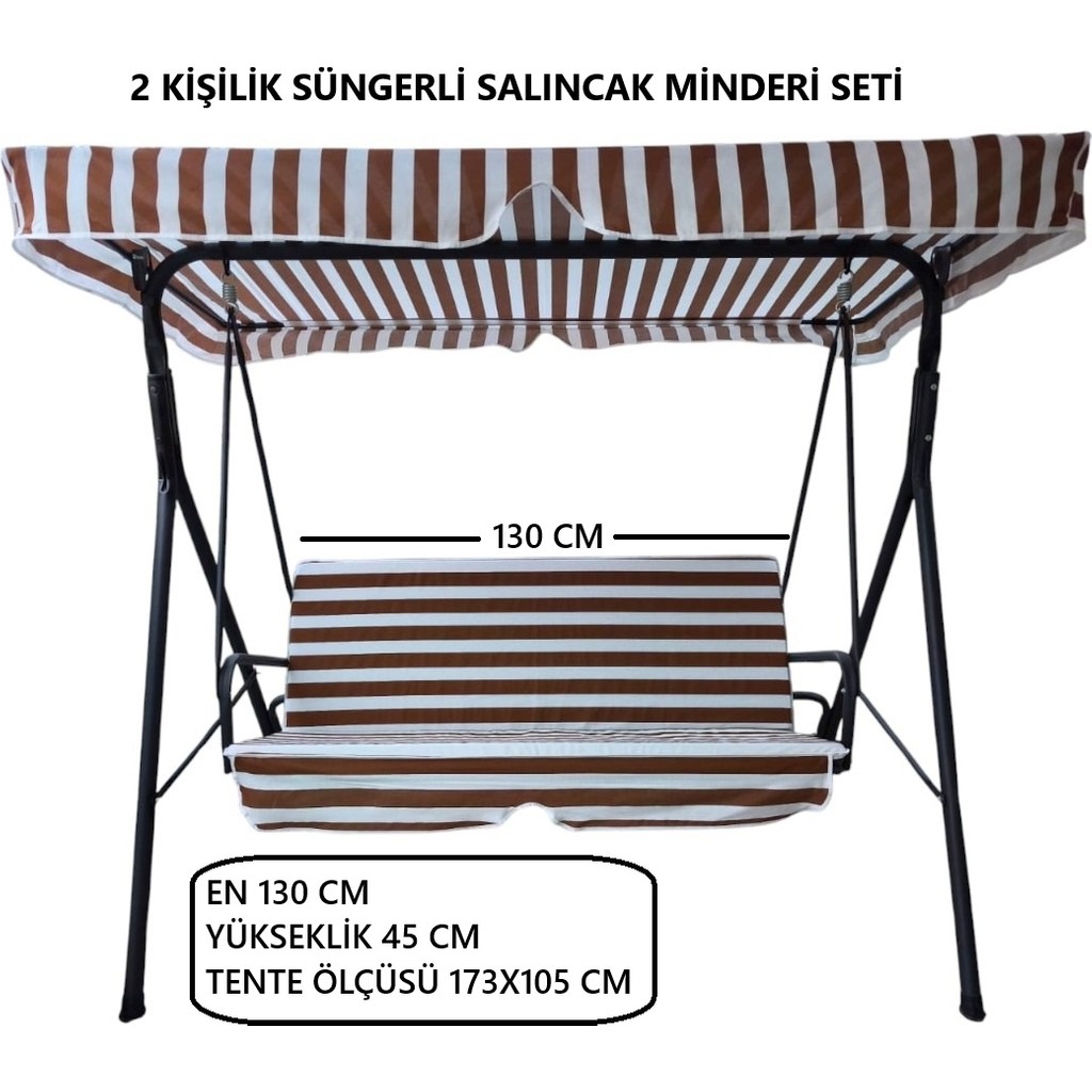 Salıncak Minder Seti Tenteli Kahve- Beyaz 2 Kişilik Süngerli Işbir Gri Sünger 130X45X3CM - Beyaz - Kahverengi Diğer Fiyatı