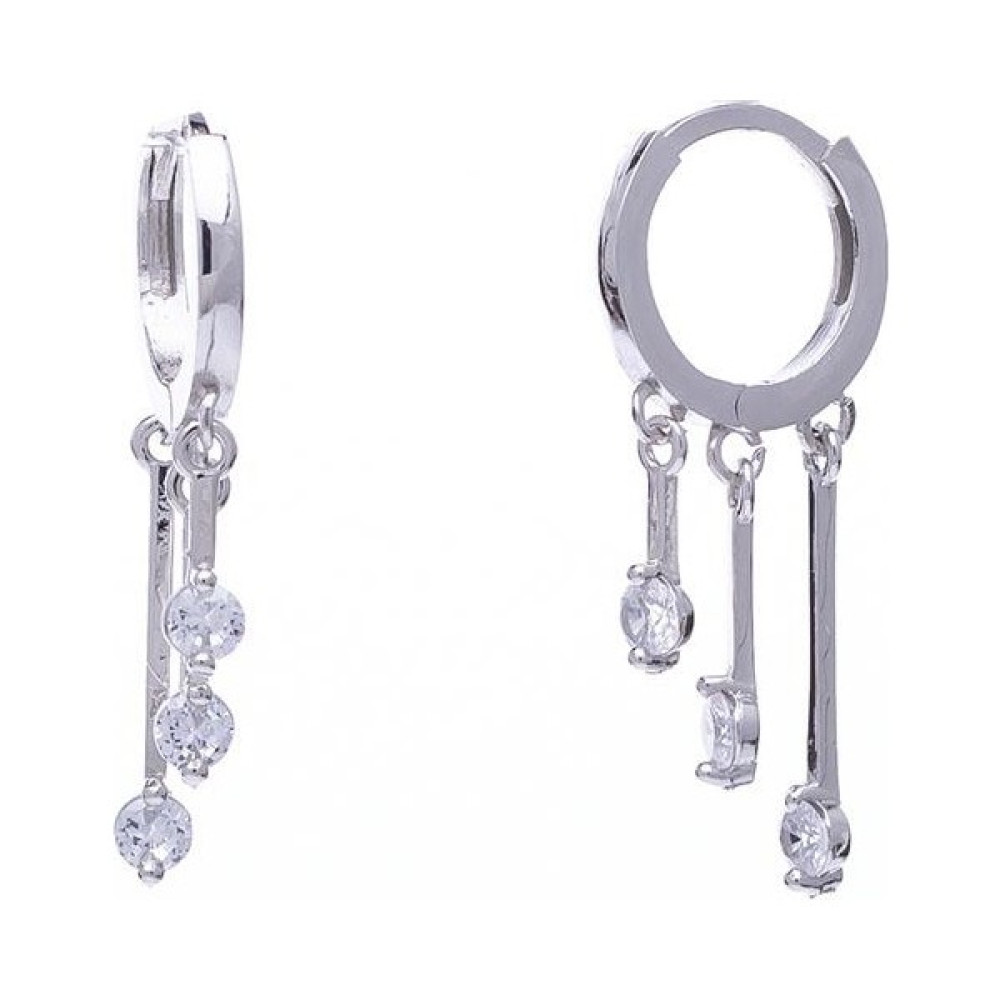 Sallantılı Model Zirkon Taşlı 925 Ayar Gümüş Kadın küpe - 13 mm Gümüş Küpe Fiyatı