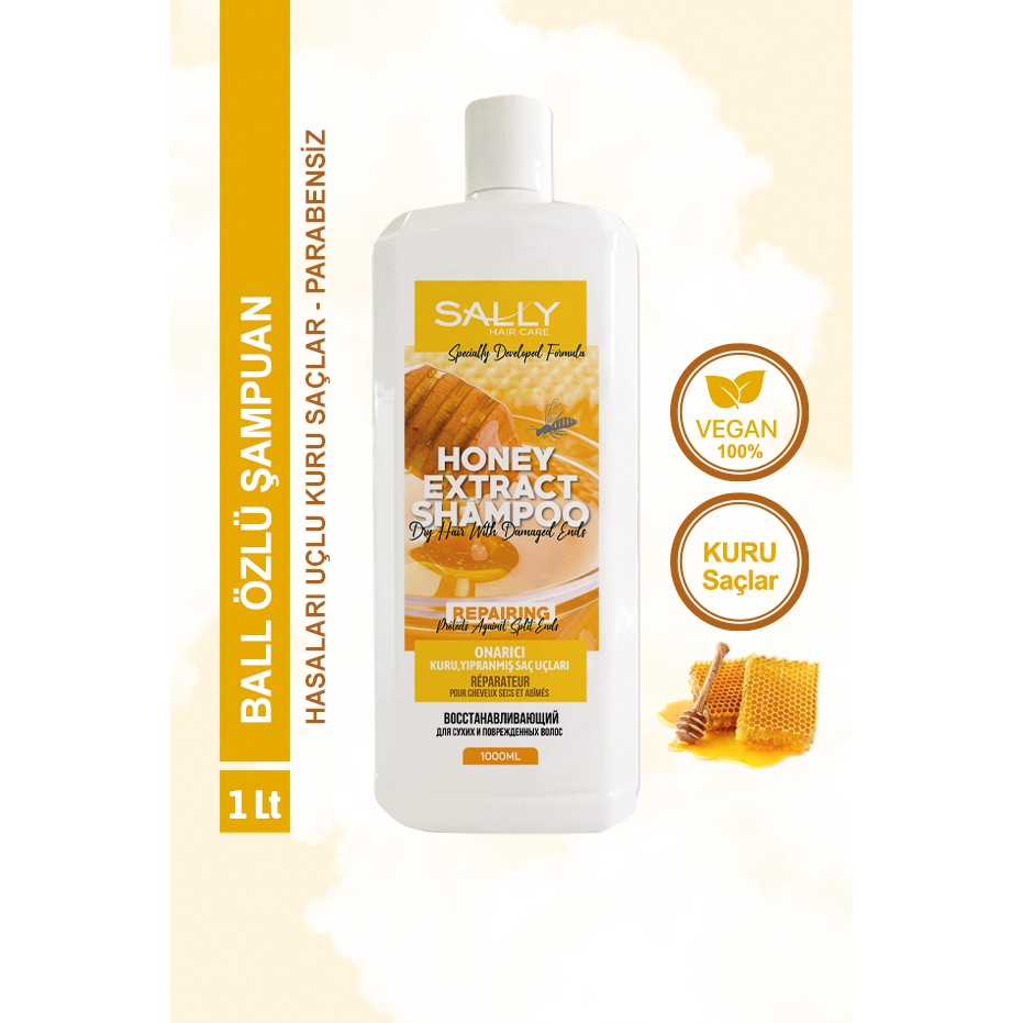 SALLY Şampuan Bal Özü Hasarlı Uçlu Kuru Saçlar Honey - 1 LT Evcil Hayvan Ürünleri Fiyatı