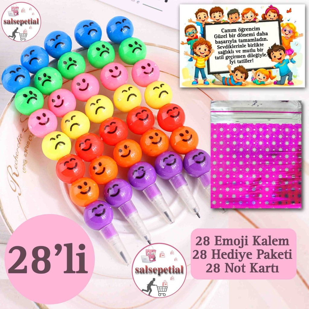 Salsepetial 28'li Emoji Yumurtlayan Kurşun Kalem Hediyelik Hediye Paketli Notlu Karne Hediyesi Hediyelik 28 Adet - Karışık Çok Renkli Diğer Fiyatı