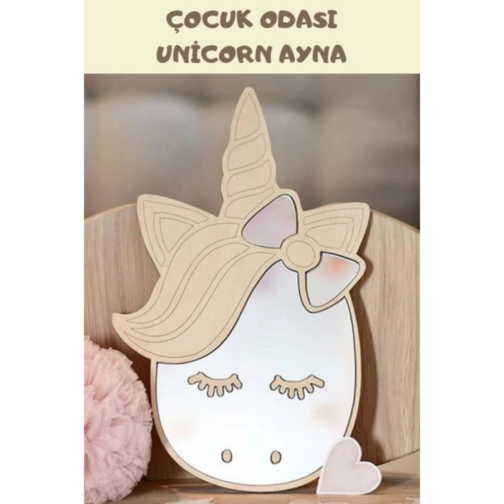 Saltan Art Çocuk Odası Aynası Unicorn Model Duvara Yapışabilen Özel Tasarım Kırılmaz Ayna Ahşap Çocuk Hediyesi - Akçaağaç Rengi Ayna Fiyatı
