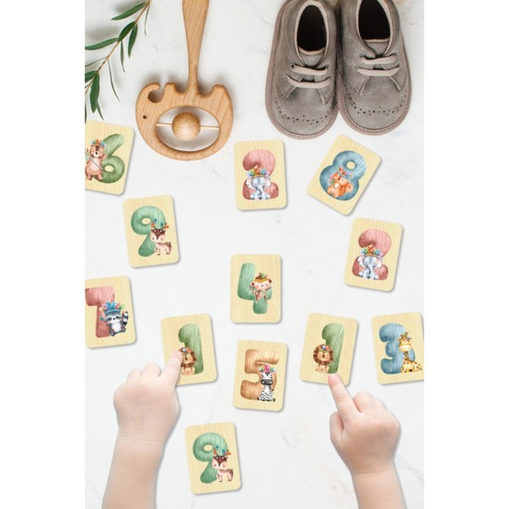 Saltan Art Hayvanlar ve Sayılar Ahşap Eşleştirme Kartları Hafıza Zeka Oyunu Ahşap Eğitici Puzzle Montessori, Waldorf, Reggio Emilia Modellerine Uygun Bebek Oyuncakları Fiyatı