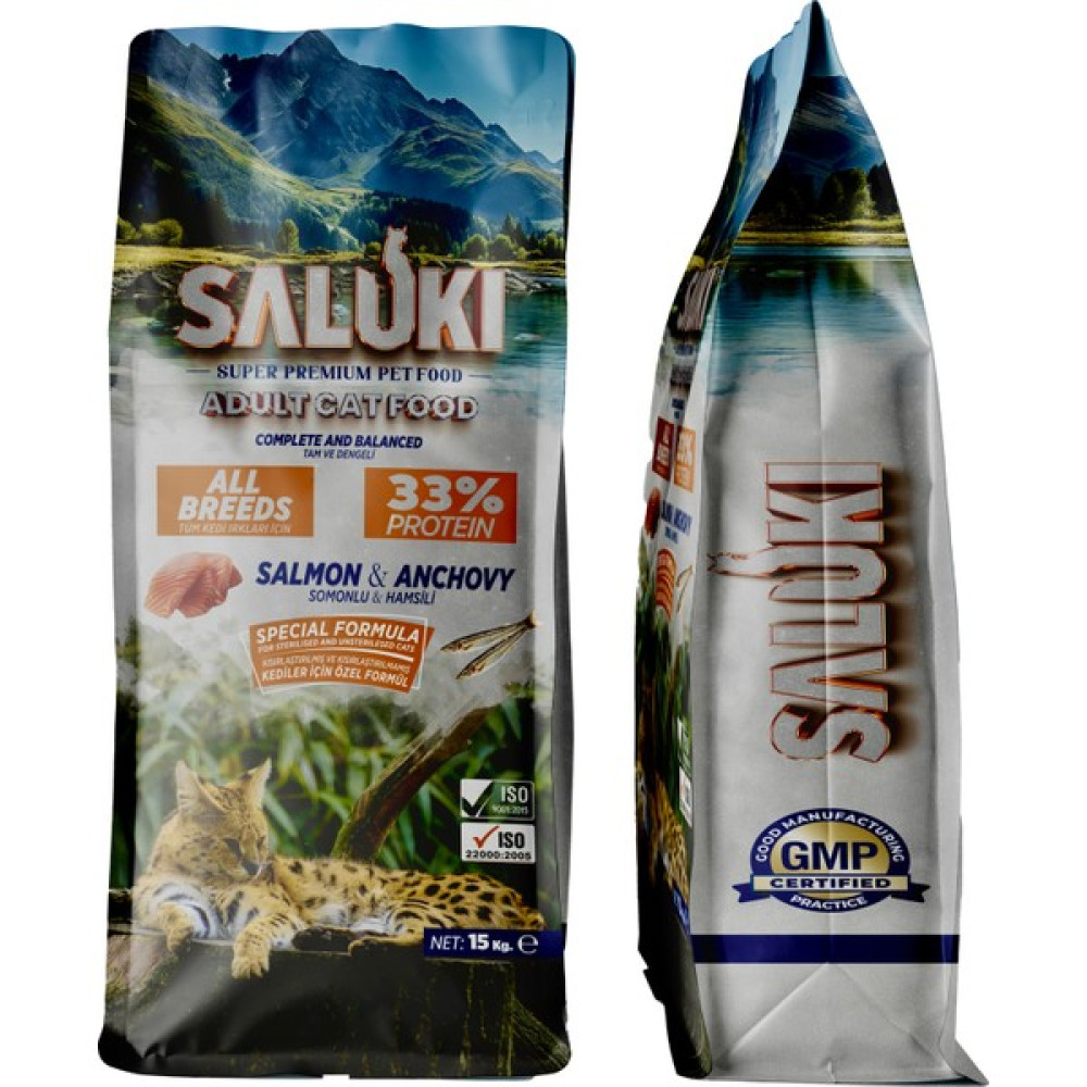 Saluki Somonlu Kedi Maması 15 kg Hem Kısır ve Hemde Kısır Olmayan Kediler Için Özel Tek Formül Evcil Hayvan Ürünleri Fiyatı
