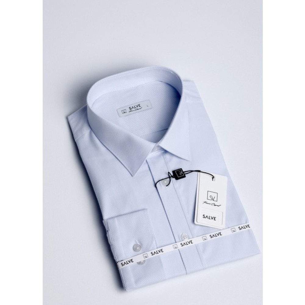 Salve Erkek %100 Pamuk Slim Fit Armürlü Mavi Gömlek 22101 Erkek Gömlek Fiyatı