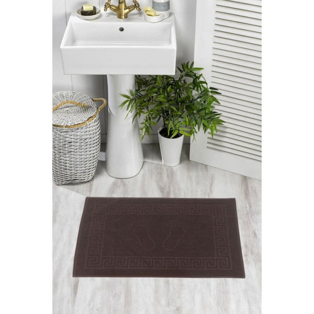 Salvia Dione | %100 Pamuk | Jakarlı |2 Li Ayak Havlusu | Paspas | 50X70CM | Kahve - 50 x 70 cm - Kahverengi Ayak Havlusu Fiyatı