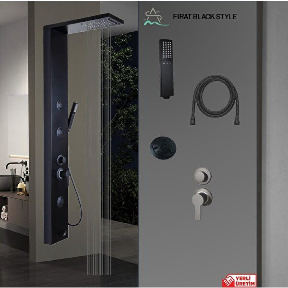 Sam Banyo Fırat Black Style Duş Paneli, Robot duş, duş kolonu, masajlı duş, duş fiskiyesi Duş Seti Fiyatı