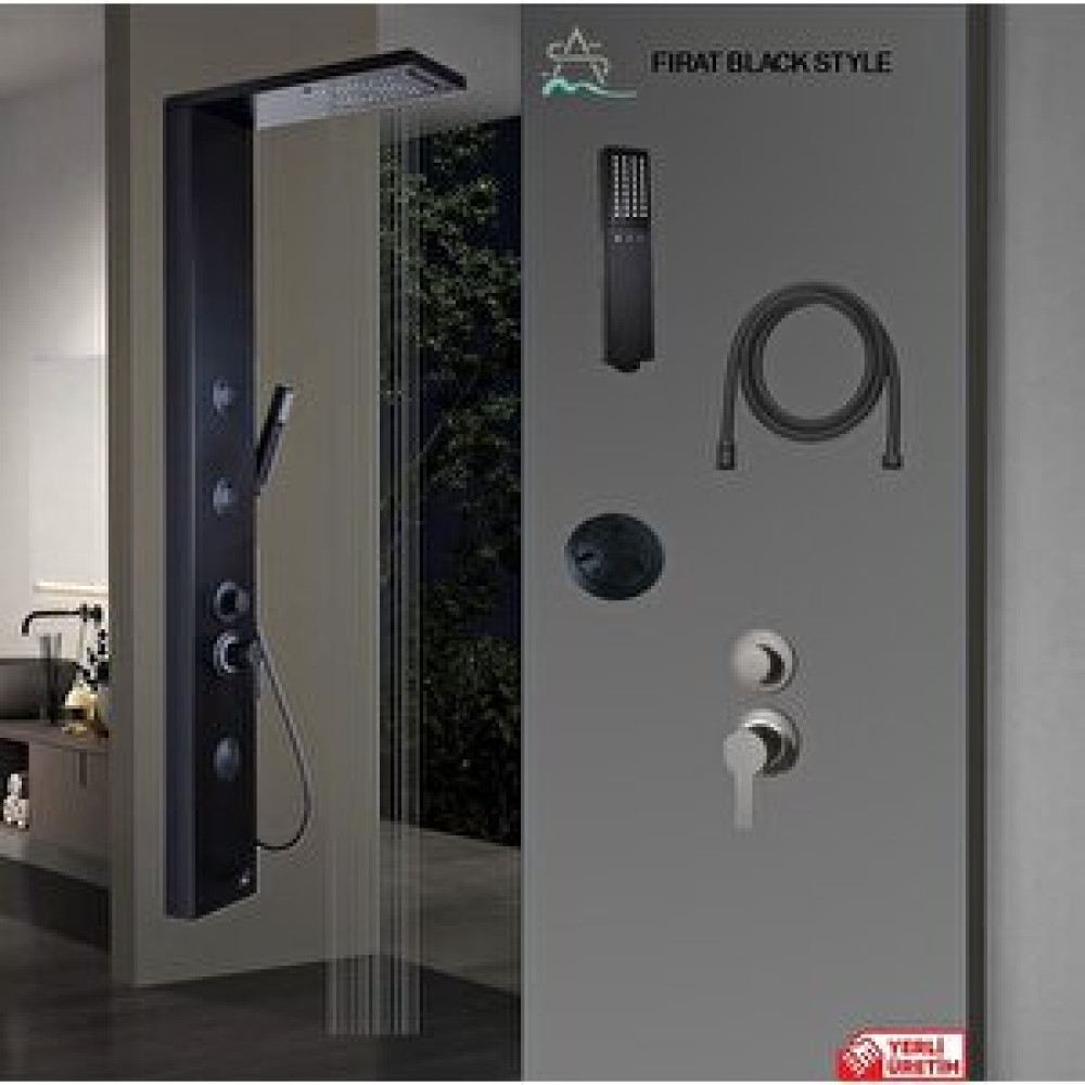 Sam Banyo Sam Fırat Black Style Duş Paneli , masajlı duş , robot duş , duş kolonu , duş fıskiyesi Bataryalar & Musluklar Fiyatı