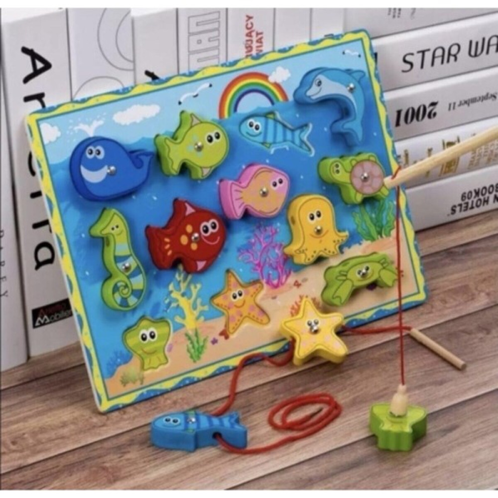 Sam Toys Ahşap Mıknatıslı Balık Tutma ve Ipe Dizme Oyunu - Ahşap Desenli Oto Boyaları Fiyatı
