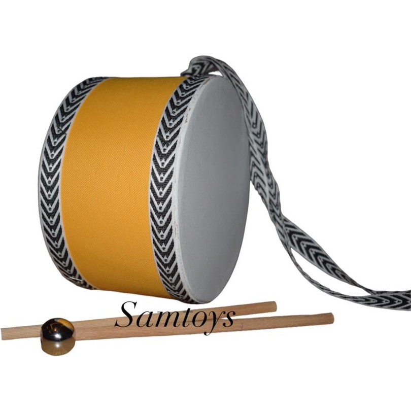 Sam Toys Ahşap Orjinal Deri Çocuk Davulu 18 cm El Yapımı - Sarı Ahşap Oyuncaklar Fiyatı