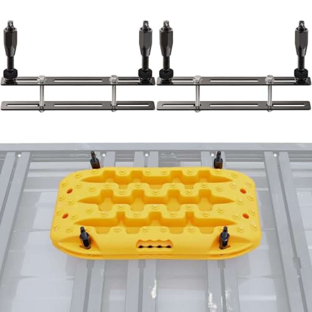 SAMOUT Recovery Board Mount Kit, Universal Bracket for Traction Tracks, Adjustable DIY Lockable Pin Set for Roof Rack, Crossbar & Cargo Basket