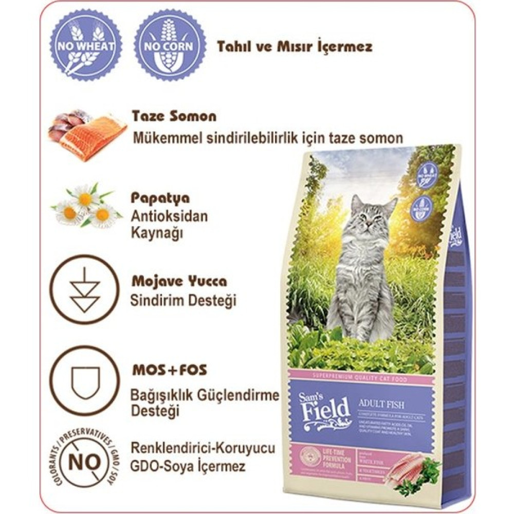 Sam's Field Balıklı Tahılsız Yetişkin Kedi Maması 7.5kg Evcil Hayvan Ürünleri Fiyatı