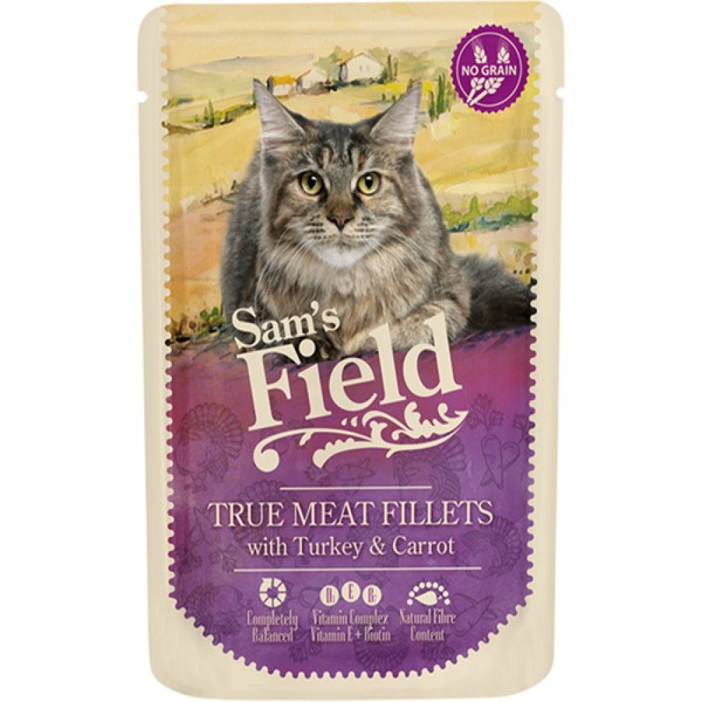 Sam's Field Cat Pouch With Turkey Filets / Carrot 85 G / Kedi Yaş Maması Hindi ve Tavuk Evcil Hayvan Ürünleri Fiyatı