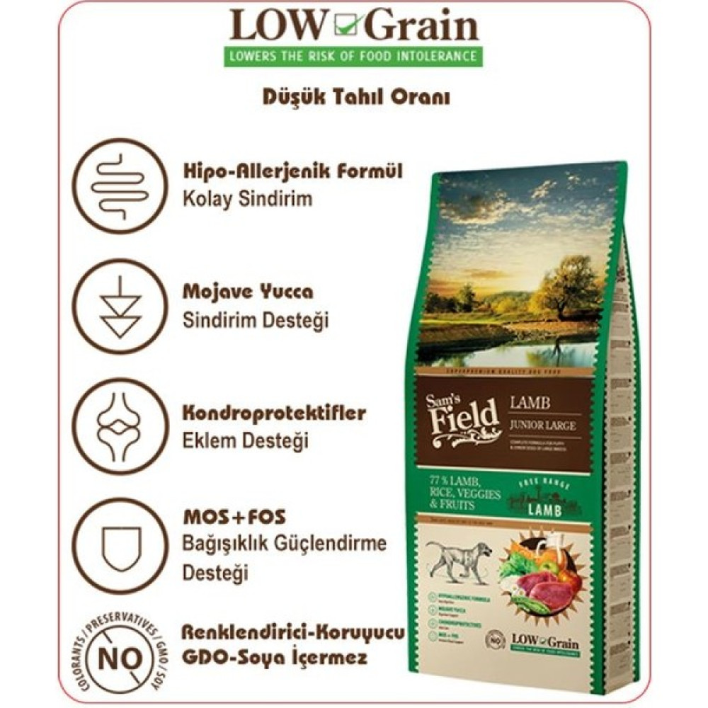 Sam's Field Junior Hypo-Allergenic Kuzu Etli Düşük Tahıllı Büyük Irk Yavru Köpek Maması 2.5kg Evcil Hayvan Ürünleri Fiyatı