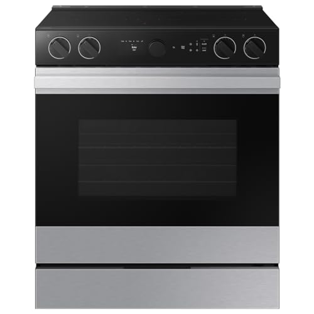 SAMSUNG Bespoke Smart Slide-In Electric Range 6.3 cu. ft. with Smart Oven Camera & Illuminated Precision Knobs, NSE6DG8700SRAA, Stainless Steel