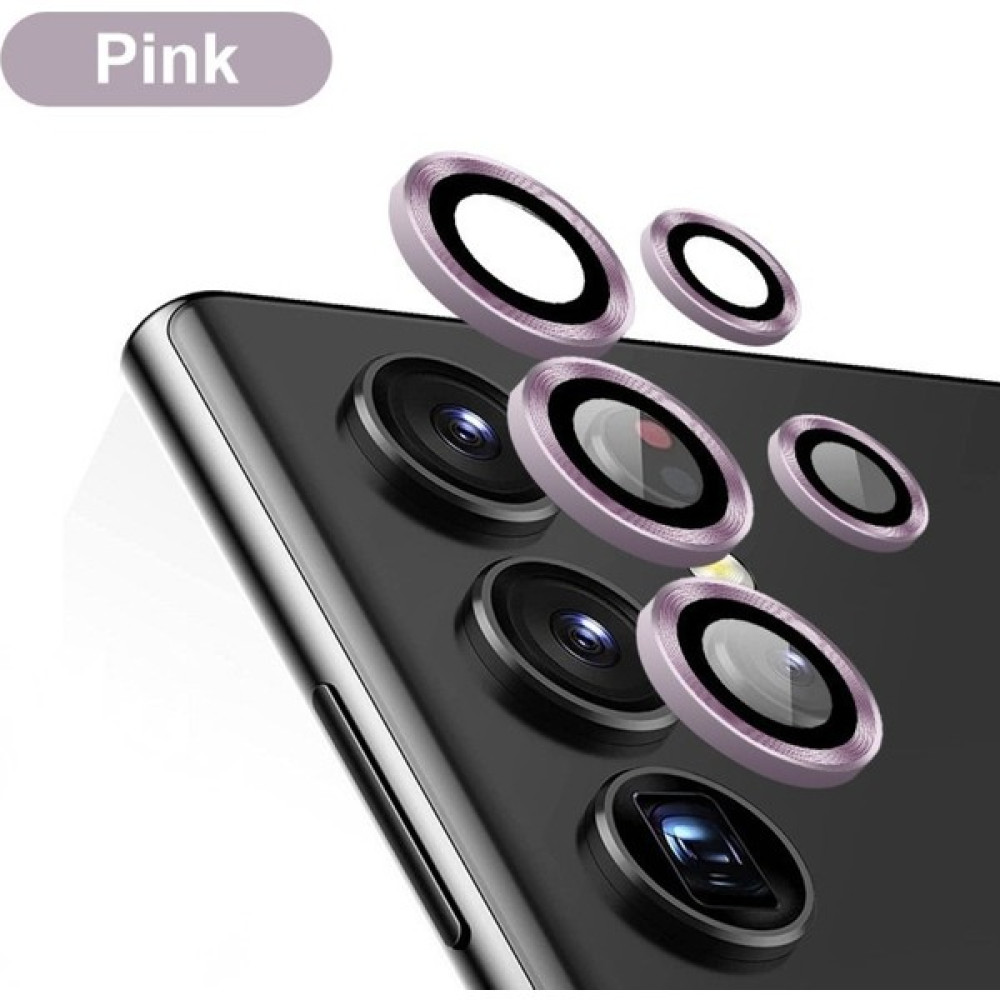Samsung Galaxy S22 Ultra Uyumlu Kamera Lens Cam Koruyucu Metal Yuvarlak Çerçeve S22 Ultra Lens - Pembe Cep Telefonu Kılıfı Fiyatı