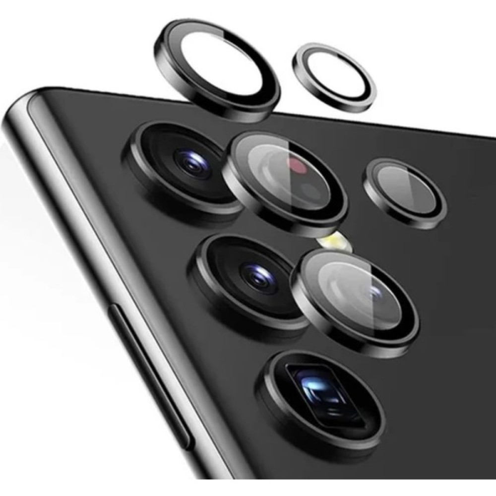 Samsung Galaxy S22 Ultra Uyumlu Kamera Lens Cam Koruyucu Metal Yuvarlak Çerçeve S22 Ultra Lens - Siyah Cep Telefonu Kılıfı Fiyatı