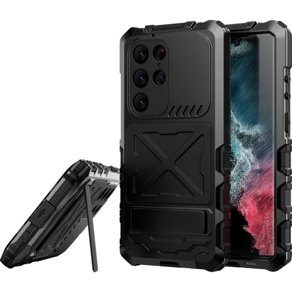 Samsung Galaxy S24 Ultra Kickstand Telefon Kasası Askeri Sınıf Şok Geçirmez Kapak (Yurt Dışından) - Siyah Cep Telefonu Kılıfı Fiyatı