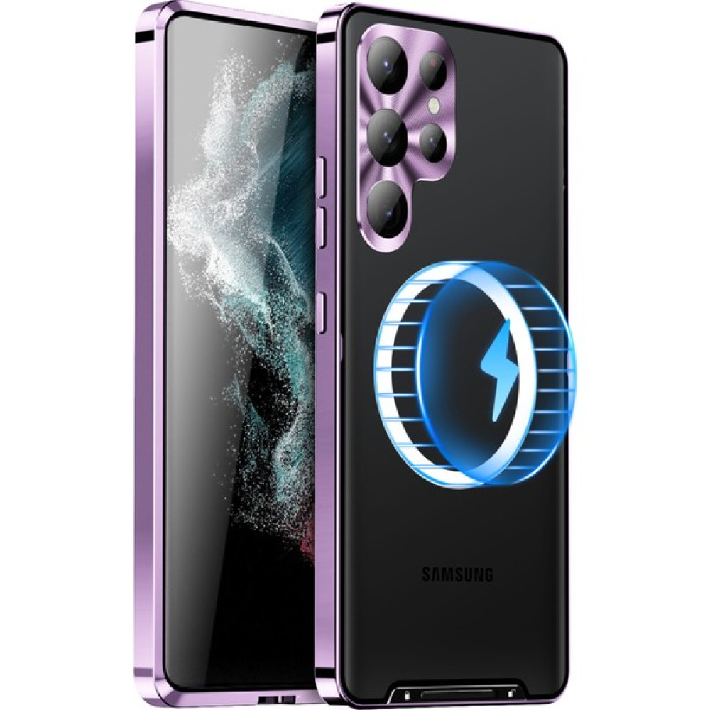 Samsung Galaxy S24 Ultra Manyetik Kılıf Metal Çerçeve Mat Telefon Kapağı (Yurt Dışından) - Mor Cep Telefonu Kılıfı Fiyatı