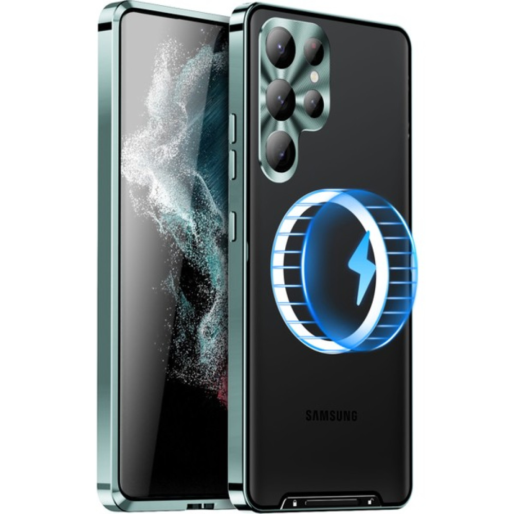 Samsung Galaxy S24 Ultra Manyetik Kılıf Metal Çerçeve Mat Telefon Kapağı (Yurt Dışından) - Sap Yeşili Cep Telefonu Kılıfı Fiyatı