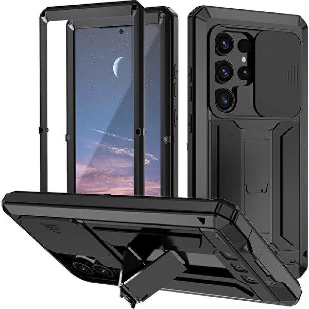 Samsung Galaxy S24 Ultra Pc+Silikon+Metal Arka Kapak (Yurt Dışından) - Siyah Cep Telefonu Kılıfı Fiyatı