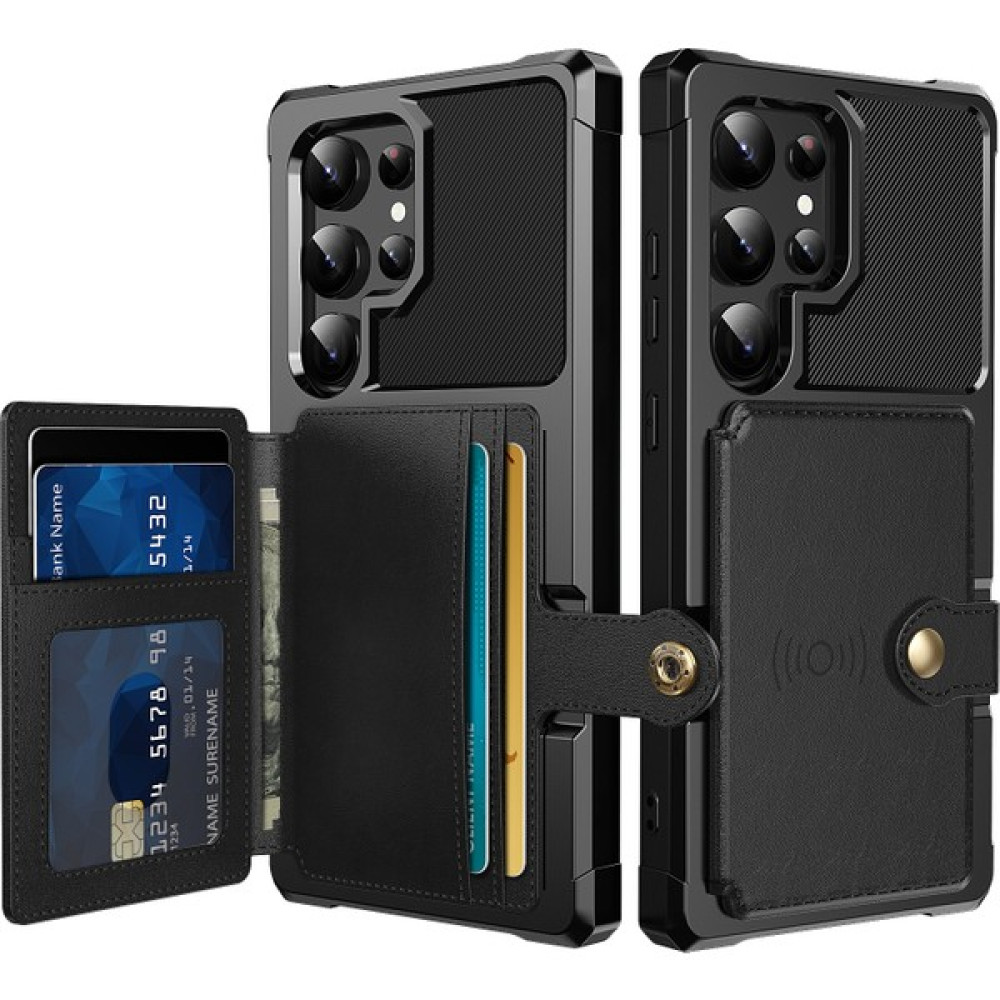 Samsung Galaxy S24 Ultra Slim Fit Pu Deri+Tpu Kickstand Akıllı Telefon Kapağı (Yurt Dışından) - Siyah Cep Telefonu Kılıfı Fiyatı