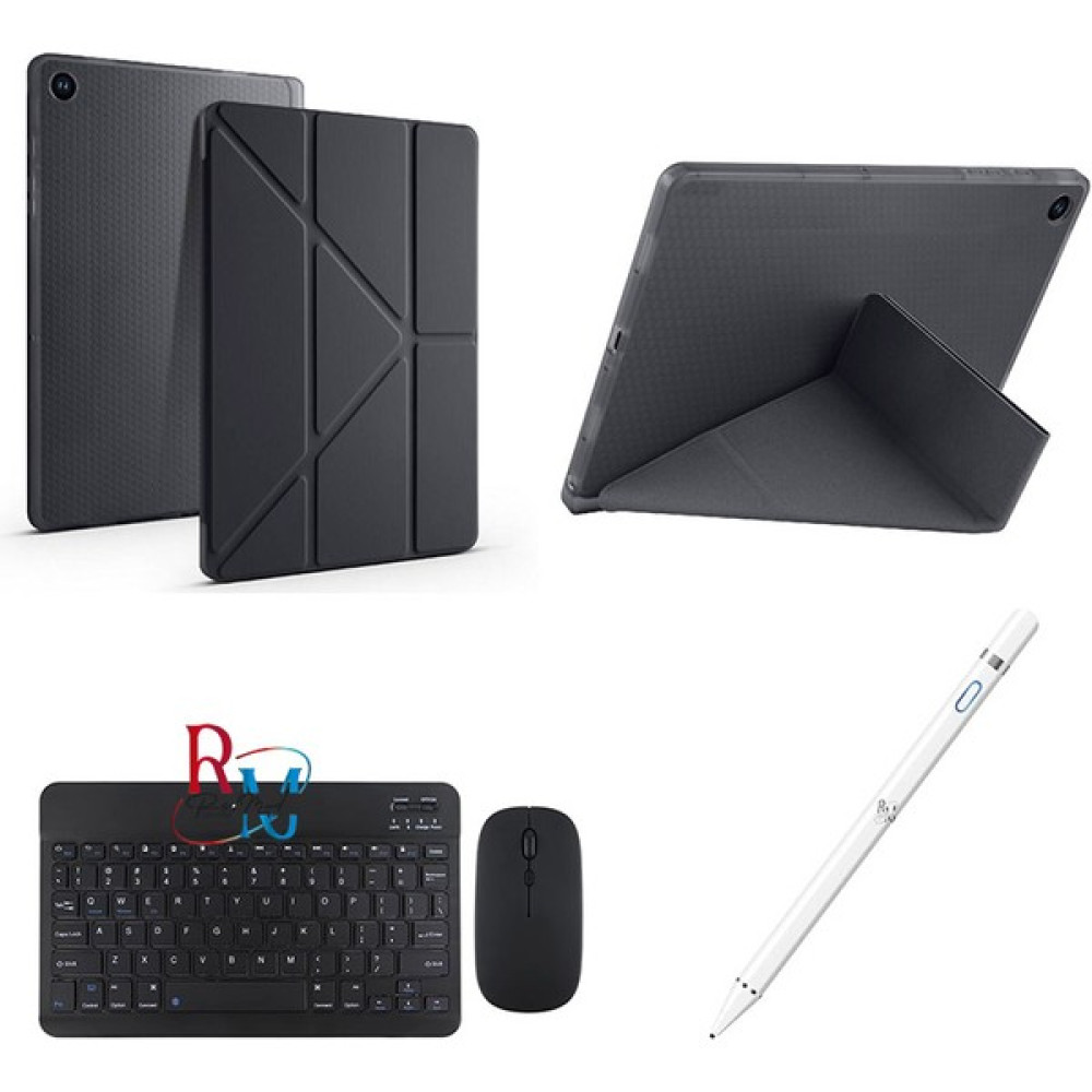 Samsung Galaxy Tab A9 Plus X210 11'' Uyumlu Standlı Kılıf Dokunmatik Kalem ve Klavye Mouse 3'lü Set - Siyah Tablet Kılıfı Fiyatı