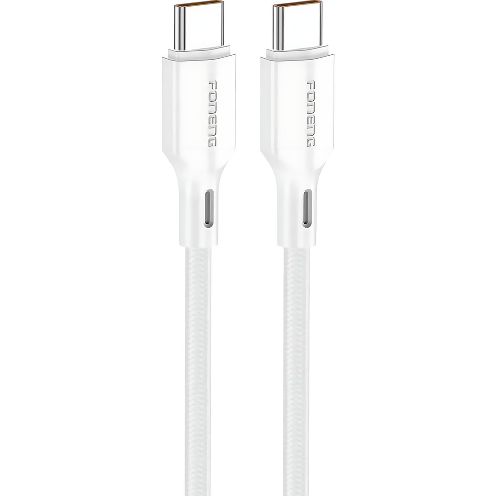 Samsung Huawei Xiaomi iPhone Uyumlu 60W Type-C To Type-C 1 Metre Foneng Örgü Hızlı Şarj Data Kablosu - Beyaz Cep Telefonu Şarj Cihazı Fiyatı