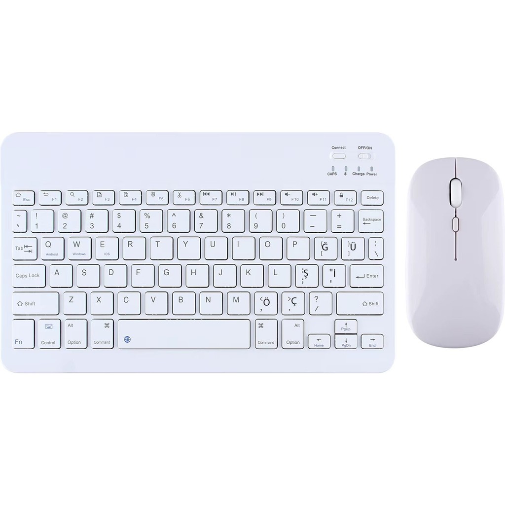 Samsung,xiaom,huawei ve Apple Tabletleri Ile Uyumlu Bluetooth Özellikli Klavye Mouse Set - Beyaz Tablet Pc Aksesuarları Fiyatı