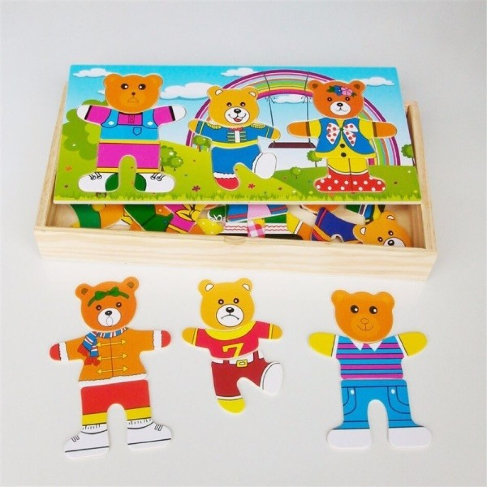 Samtoys Ahşap Ayı Giydirme Kıyafet Oyunu 3'lü Bebek Oyuncakları Fiyatı