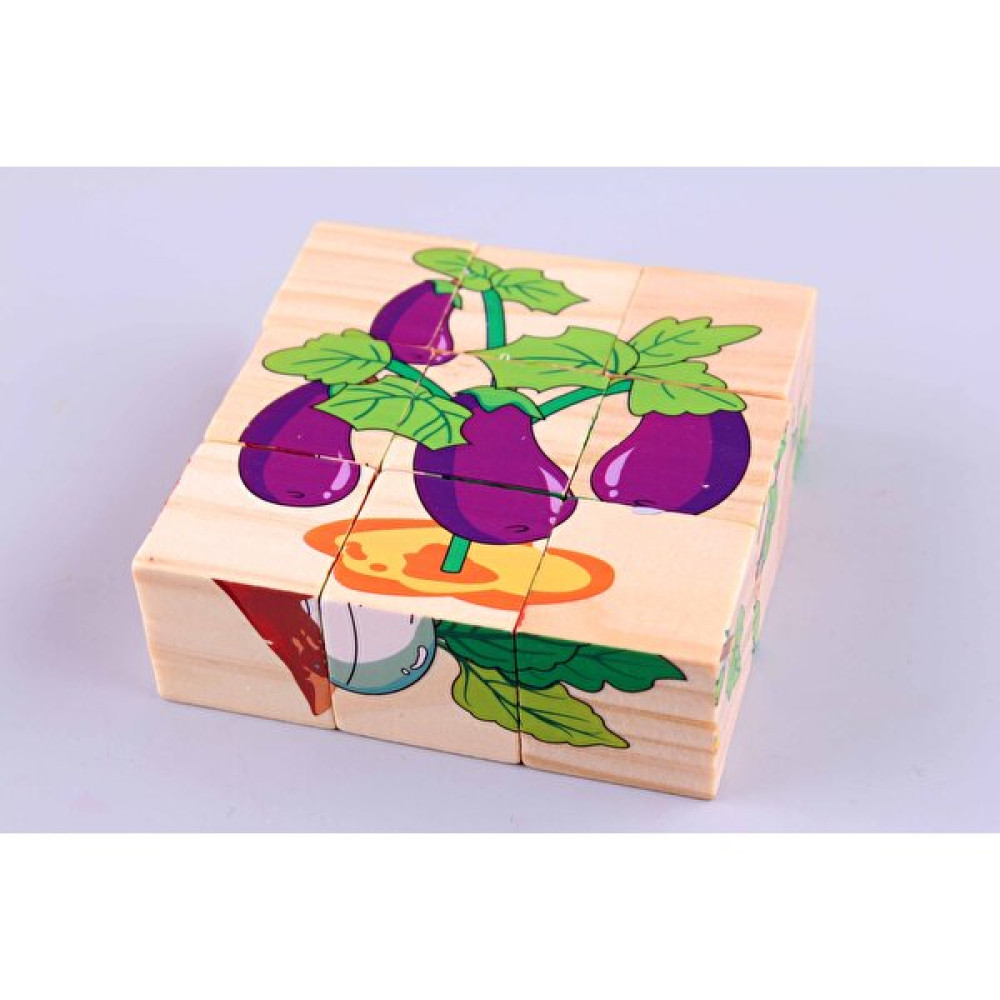 Samtoys Ahşap Küp Puzzle 9 Parça 6 Görsel Eğitici Oyuncak Meyve Sebze Temalı Bebek Oyuncakları Fiyatı