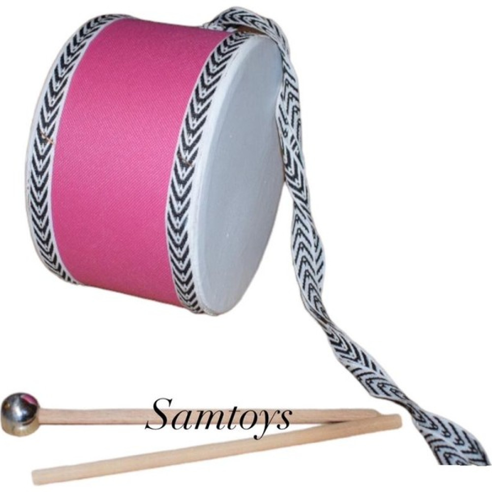 Samtoys Ahşap Orjinal Deri Çocuk Davulu 18 cm El Yapımı - Pembe Bebek Oyuncakları Fiyatı
