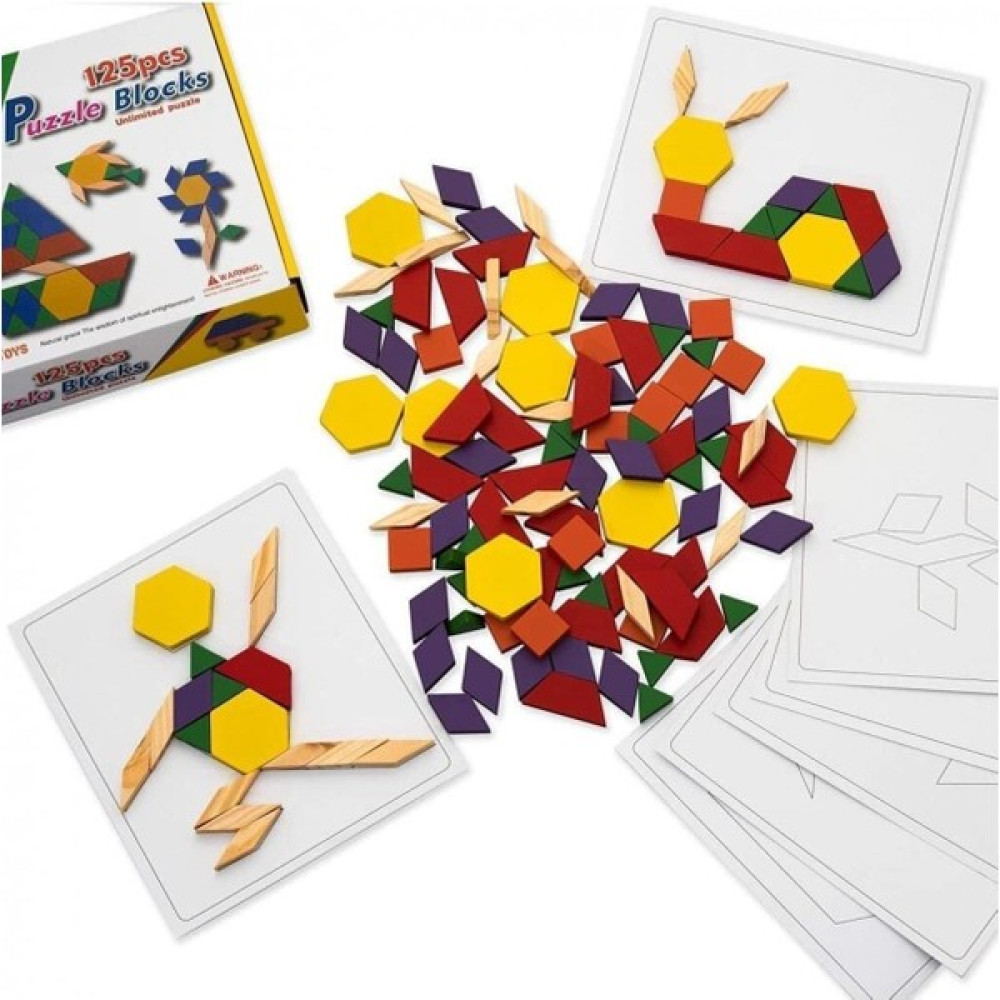 Samtoys Wooden Toys 125 Parça Ahşap Eğitici Tangram Puzzle Blok Bebek Oyuncakları Fiyatı