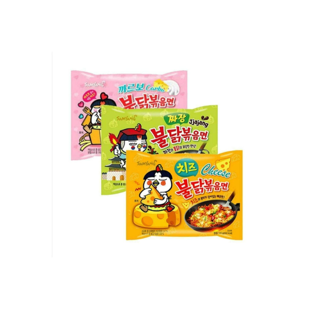 SAMYANG Buldak Ramen 3 Flavor Combo (Carbo + Jjajang + Cheese) (Bambu Chopstick ) Hazır Çorba ve Bulyon Fiyatı