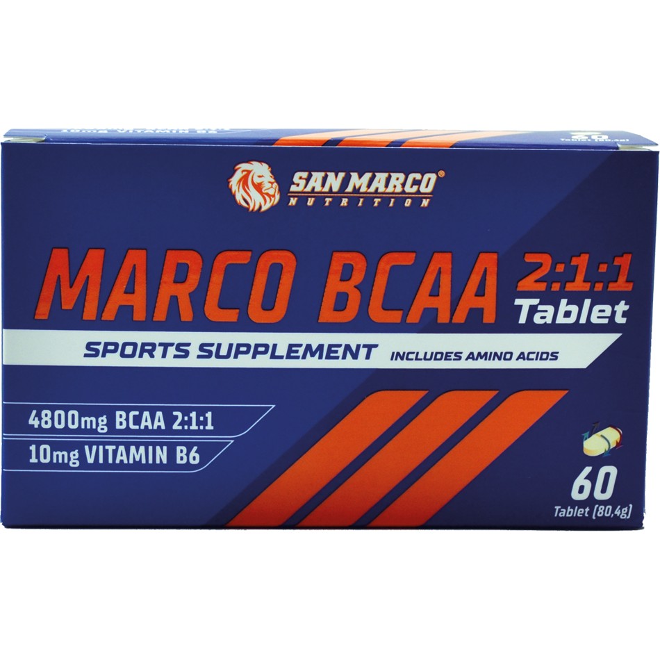 San Marco 60 Tablet Bcaa 2:1:1 Sporcu Besini Yetişkinler İçin 4800 mg Amino Asit ve 10 mg B6 Diğer Fiyatı
