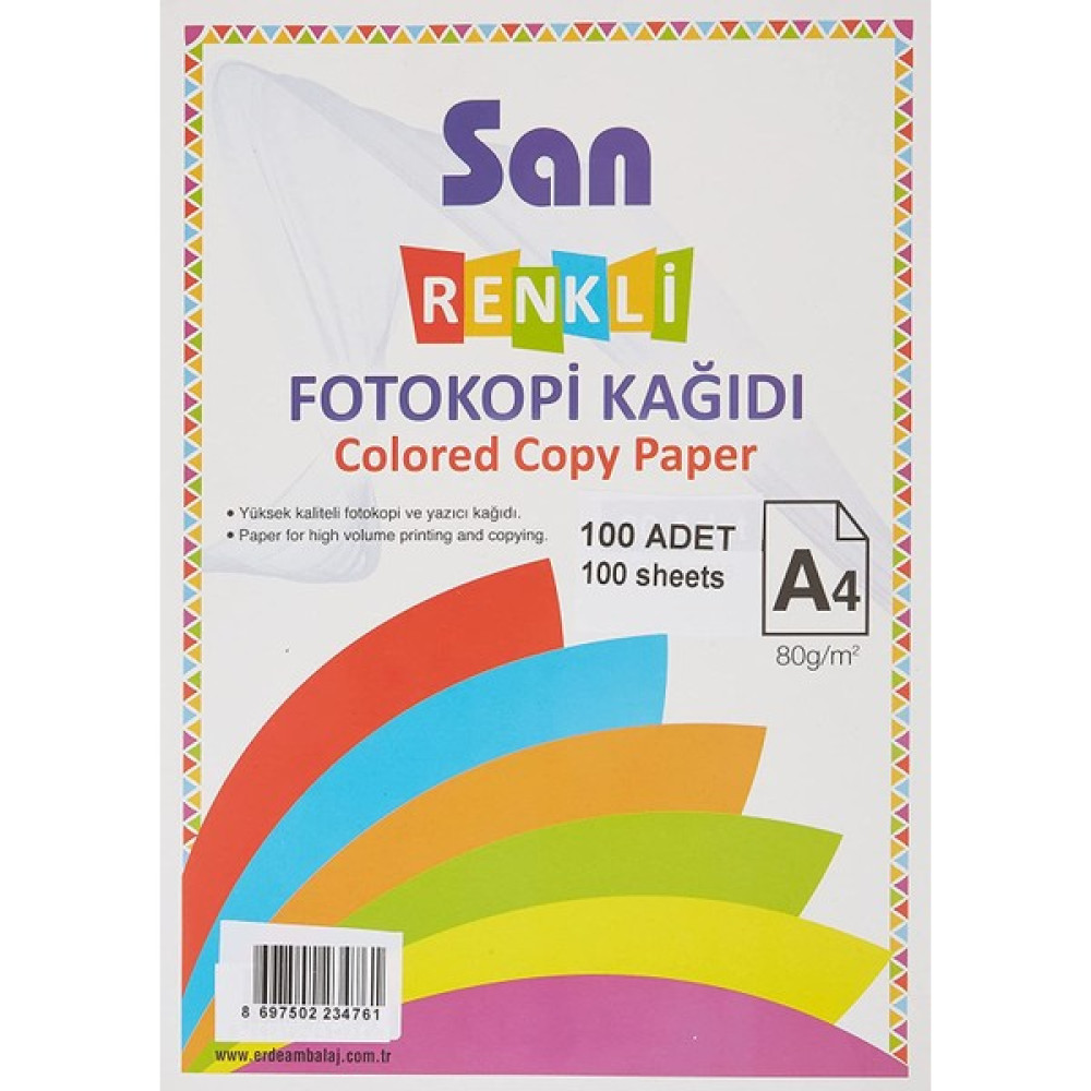 San Takatuka San Renkli A4 Fotokopi Kağıdı 100'LÜ 80GR - 5 Renkli Fotokopi Kağıdı Fiyatı