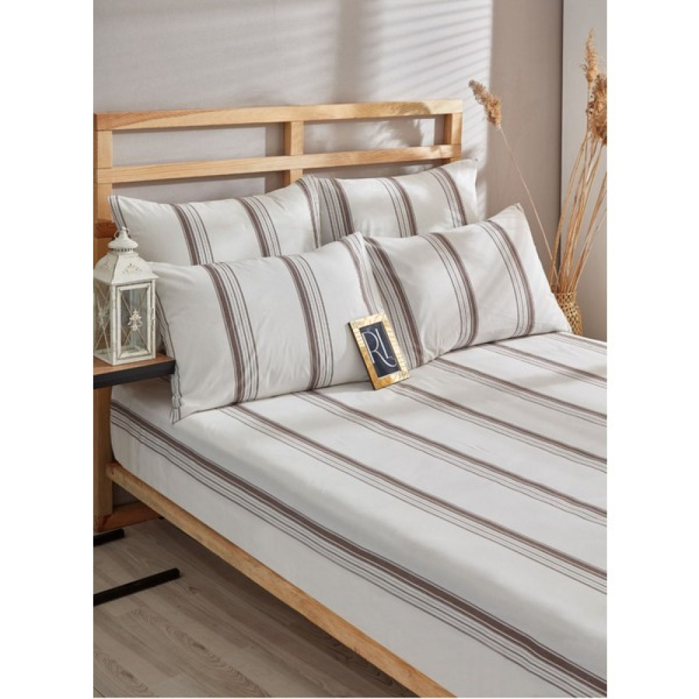 Sanal Trend Home Çift Kişilik Mia Bej Pamuklu Lastikli Çarşaf Seti + Yastık Kılıfı - 160 x 200 - Kahverengi Çarşaf Fiyatı